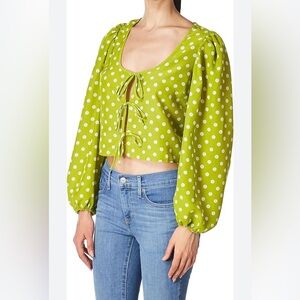 Levi's Green Long Sleeve Tie-Front Crop Blouse